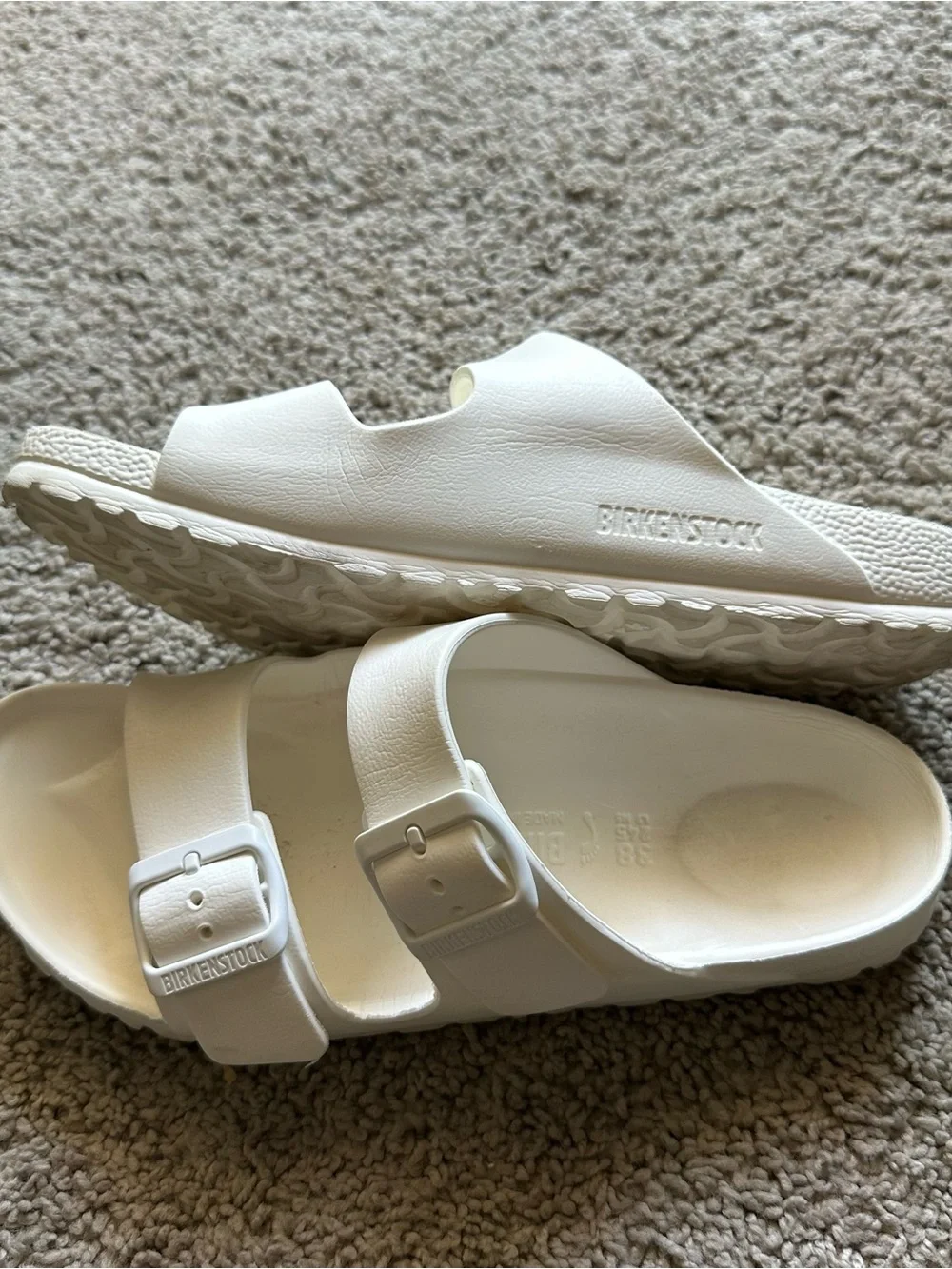 Birkenstock Kids White Two-Strap EVA Slide Sandals